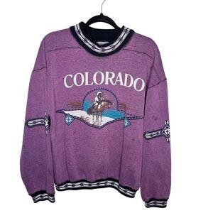 ARCTIC ADVENTURE /vintage Colorado purple native horse pullover sweatshirt / M